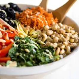 An easy recipe for a delicious, paleo, Whole30 compliant & vegan Thai Curry Salad that will leave you feeling full & satisfied. Whole30 salad recipes. Whole30 dinner recipes. Easy Whole30 recipes can be found here. Quick, easy, healthy, dairy free Thai Curry Salad!