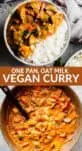 Thai curry in a bowl with rice and a fork inside