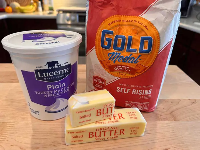 Simple ingredients for yogurt scones recipe