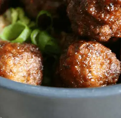 Teriyaki meatballs with rice ready to eat
