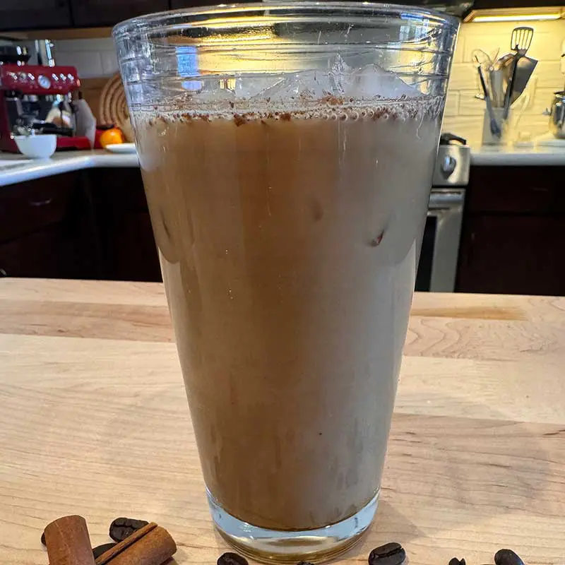 Cinnamon honey cold brew in a glass