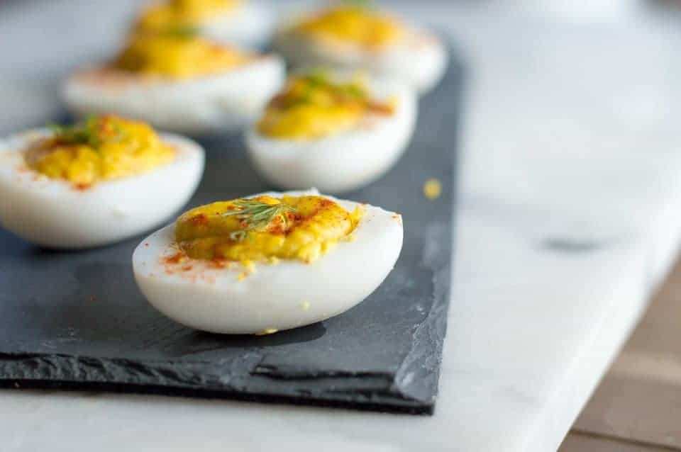 Deviled Duck Eggs with dill