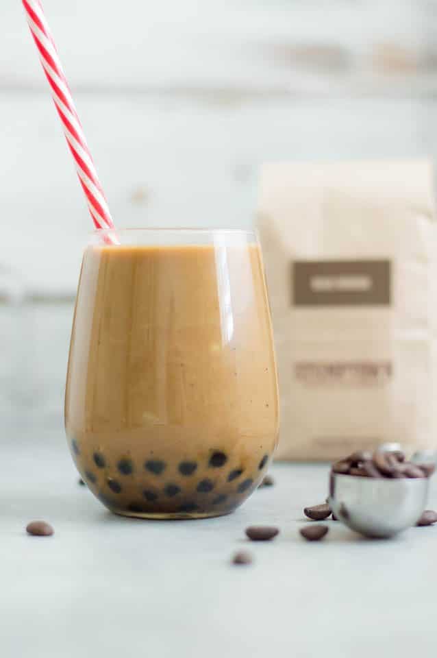 Boba / Bubble Cold Brew in a glass with a straw
