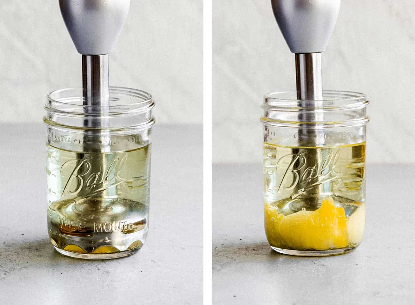 immersion blender in a glass jar making homemade paleo mayo