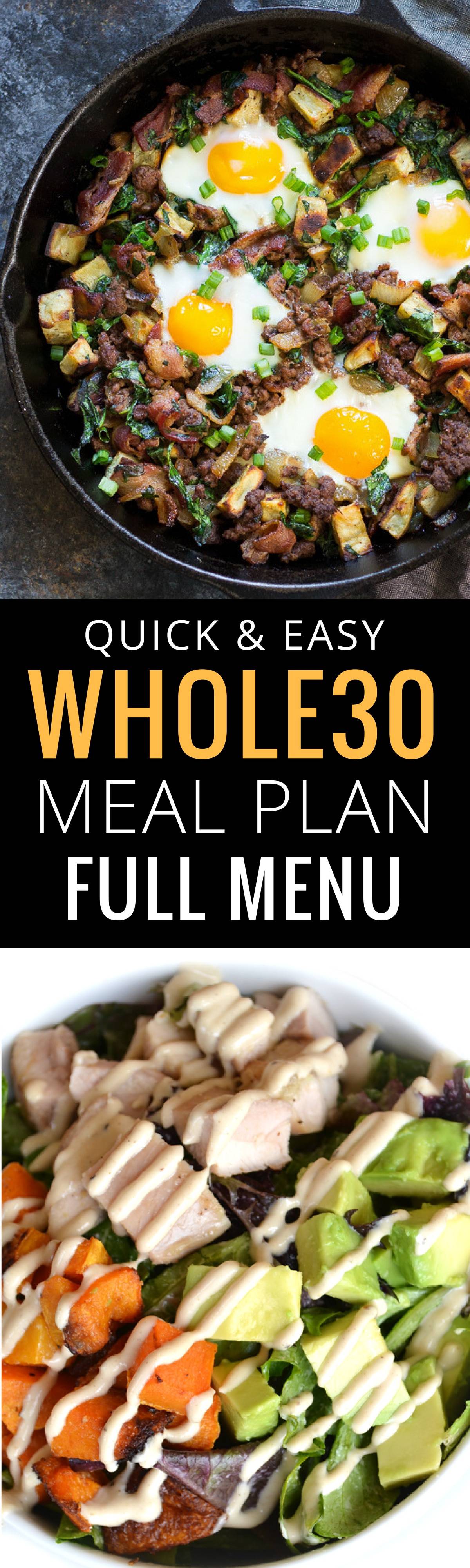 A Whole30 meal plan that's quick and healthy! Whole30 recipes just for you. Best Trader Joe’s shopping list. Whole30 meal planning. Whole30 meal prep. Healthy paleo meals. Healthy Whole30 recipes. Easy Whole30 recipes.