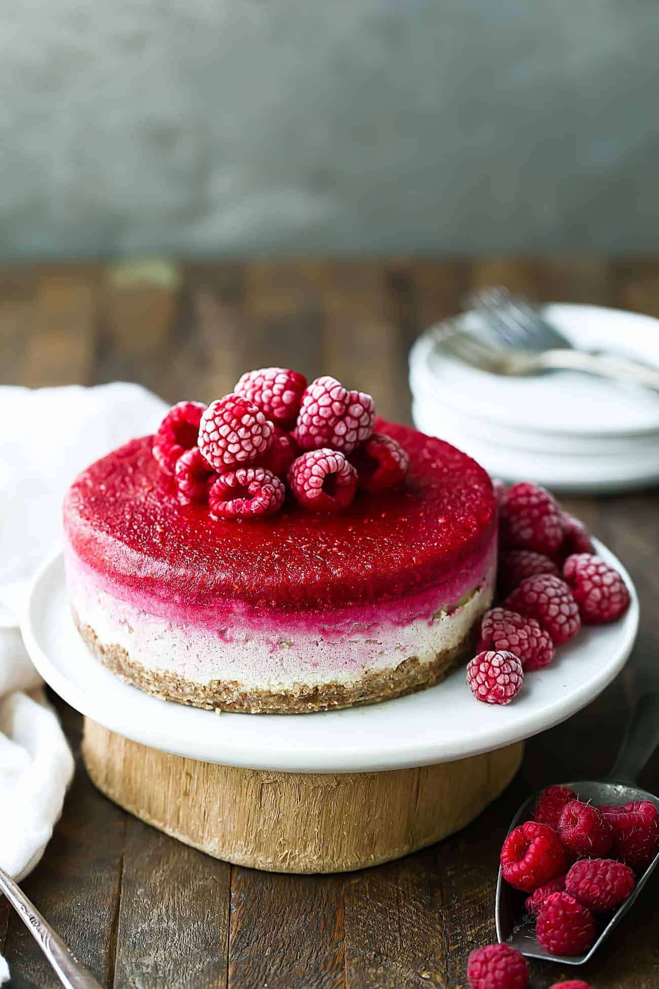 Easy Vegan Raspberry Cheesecake