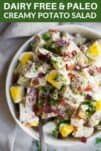 whole30 potato salad in a big bowl with bacon and eggs