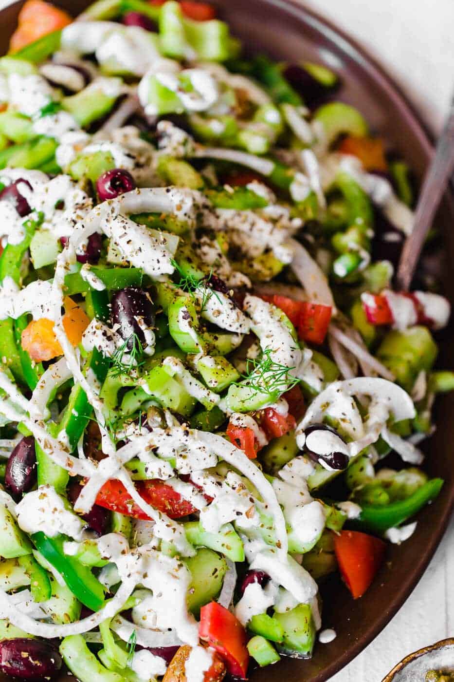 Paleo and Whole30 Greek Salad close up