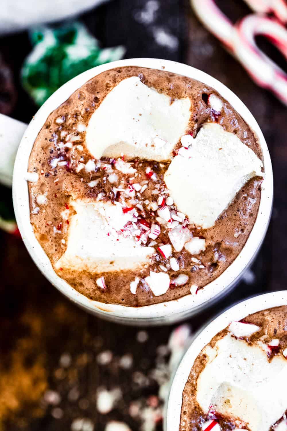 Peppermint Marshmallows & Hot Chocolate in a white cup