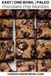 chocolate chip blondies with melted chocolate and flakey sea salt