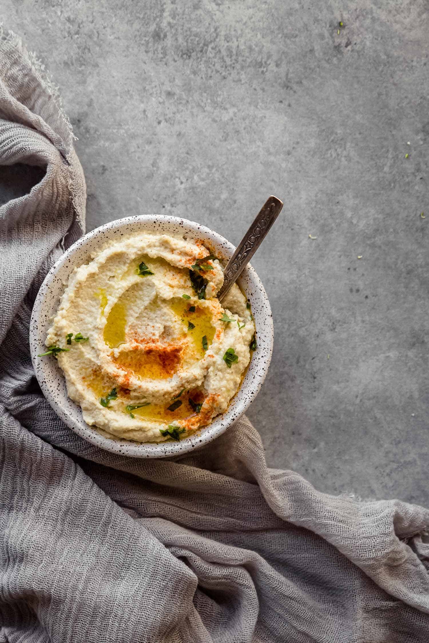 Low Carb Cauliflower Hummus (Dairy Free, Paleo, Whole30)