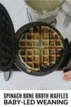 spinach bone broth waffles in a waffle maker in a kitchen