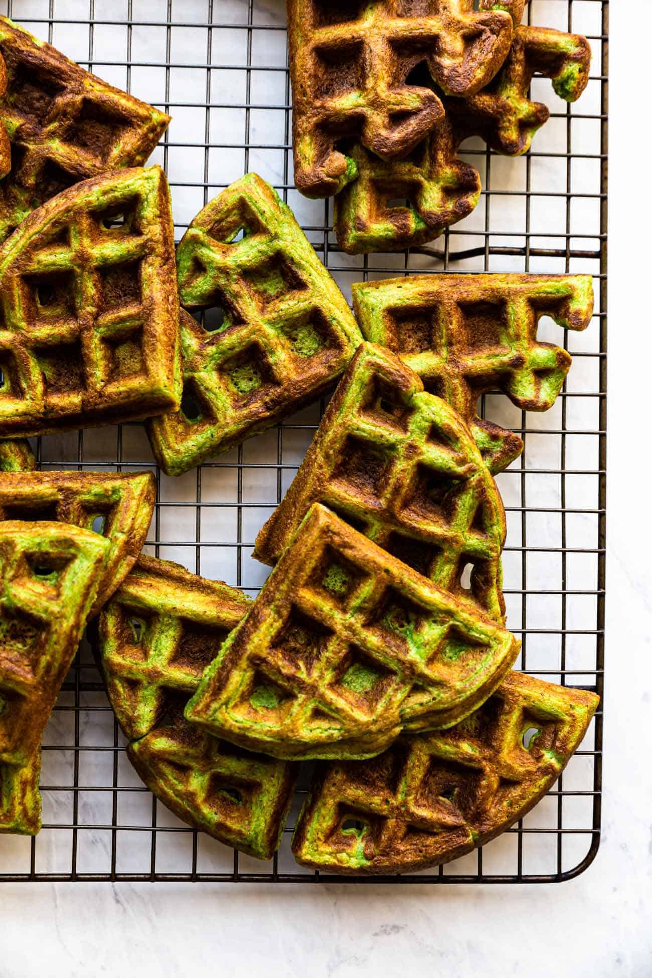 bone broth waffles laid out on a metal wire rack