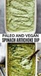 spinach artichoke dip in a dish