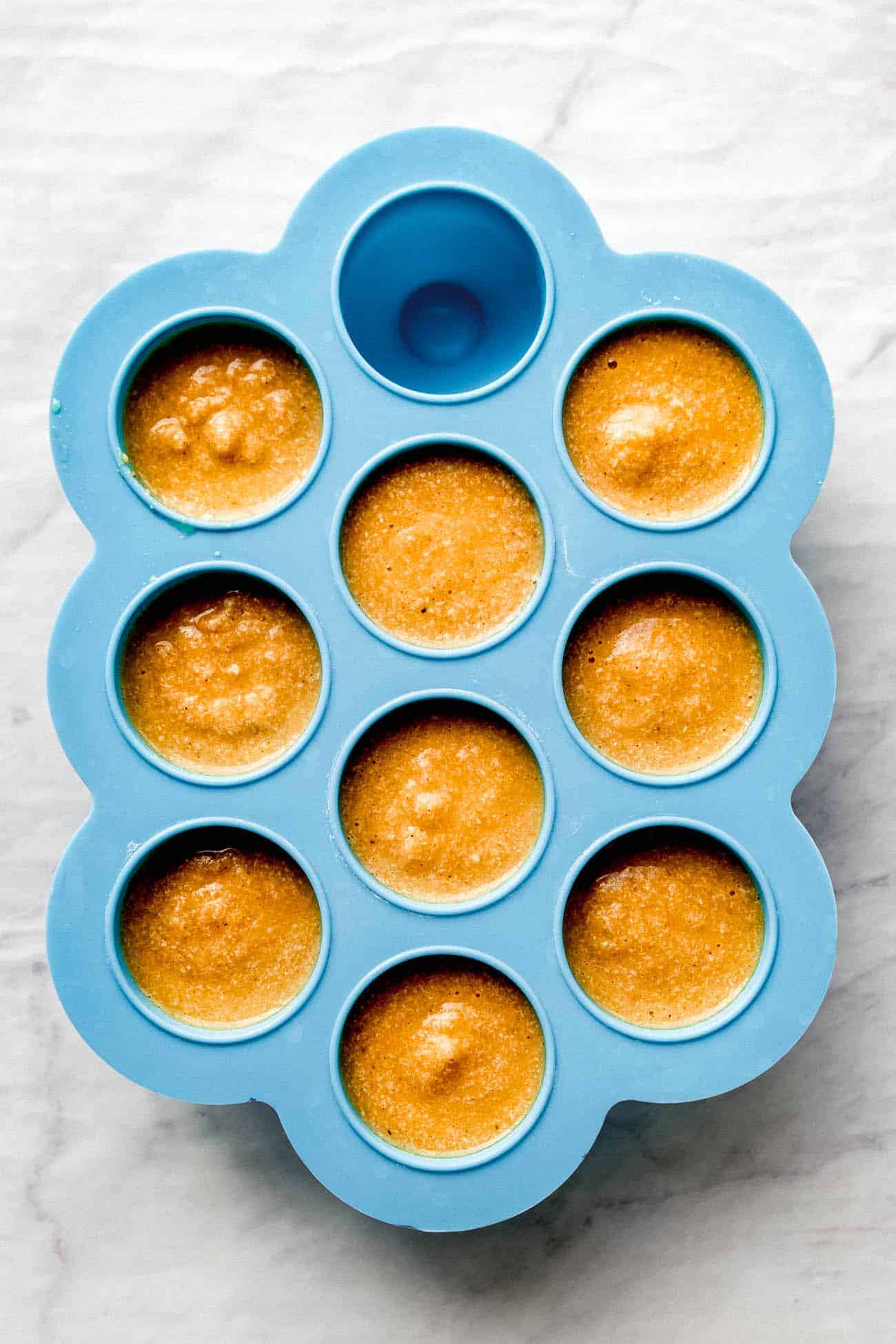 baby food in a silicon mold 