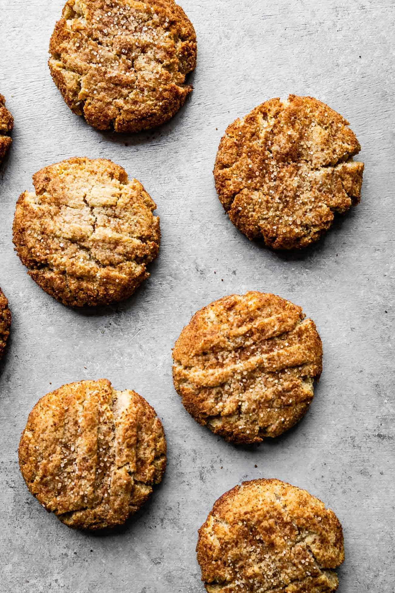 paleo snickerdoodle cookies on a grey board