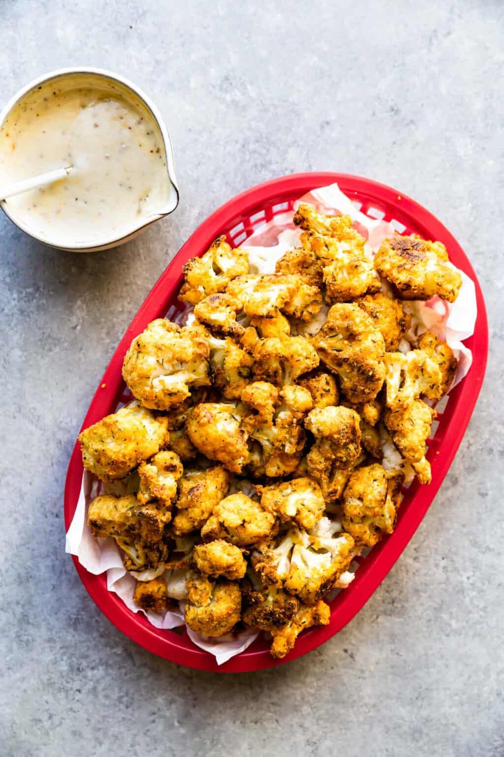 Cauliflower Nuggets with Honey Mustard Dipping Sauce The Movement Menu