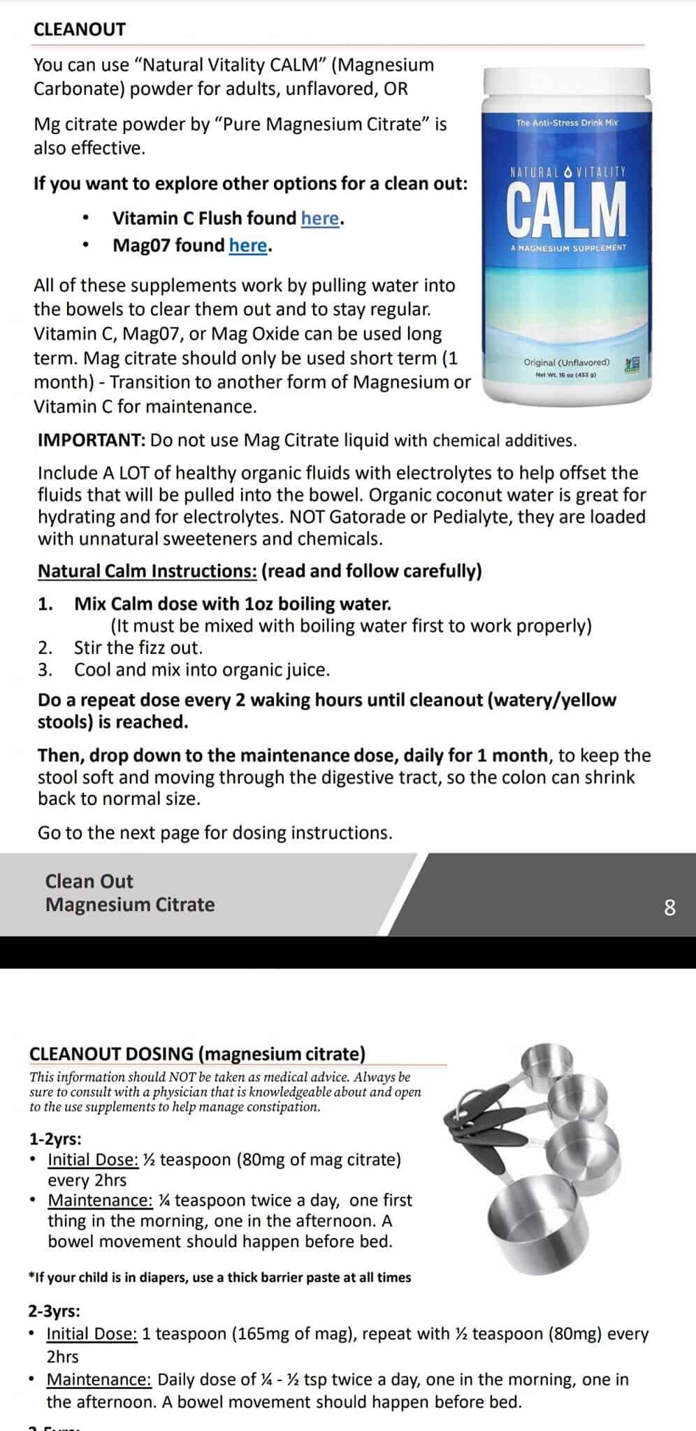 clean out instructions for using magnesium citrate for constipation relief