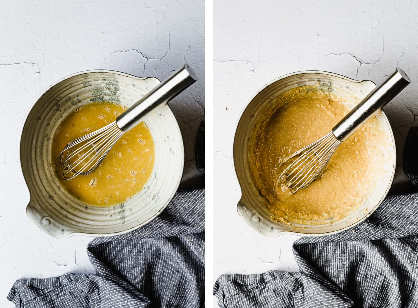 zucchini bread batter in a large mixing bowl with a metal whisk