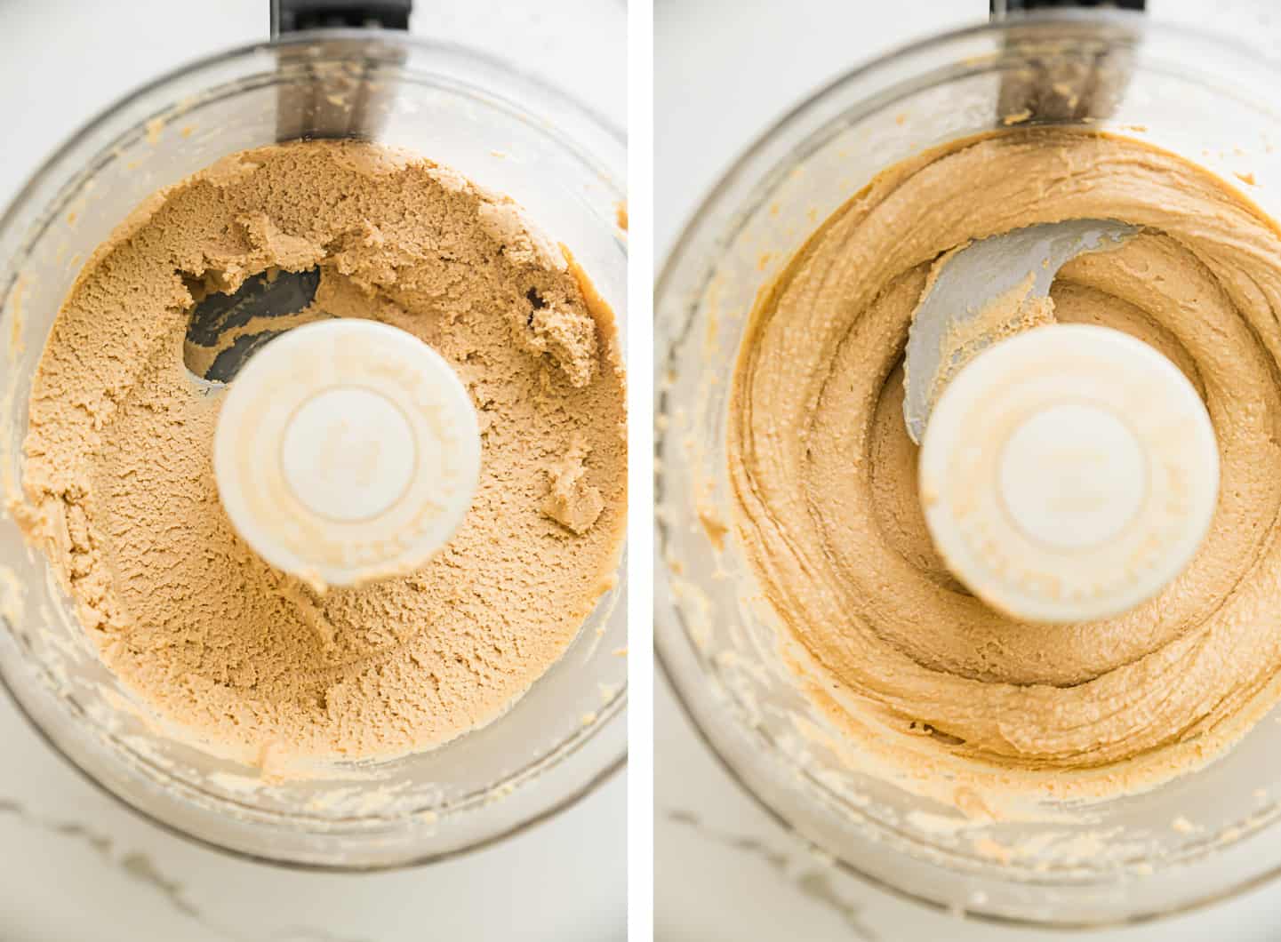 how to make cashew butter being shown in a food processor bowl