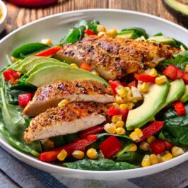 Southwest spinach salad with chicken